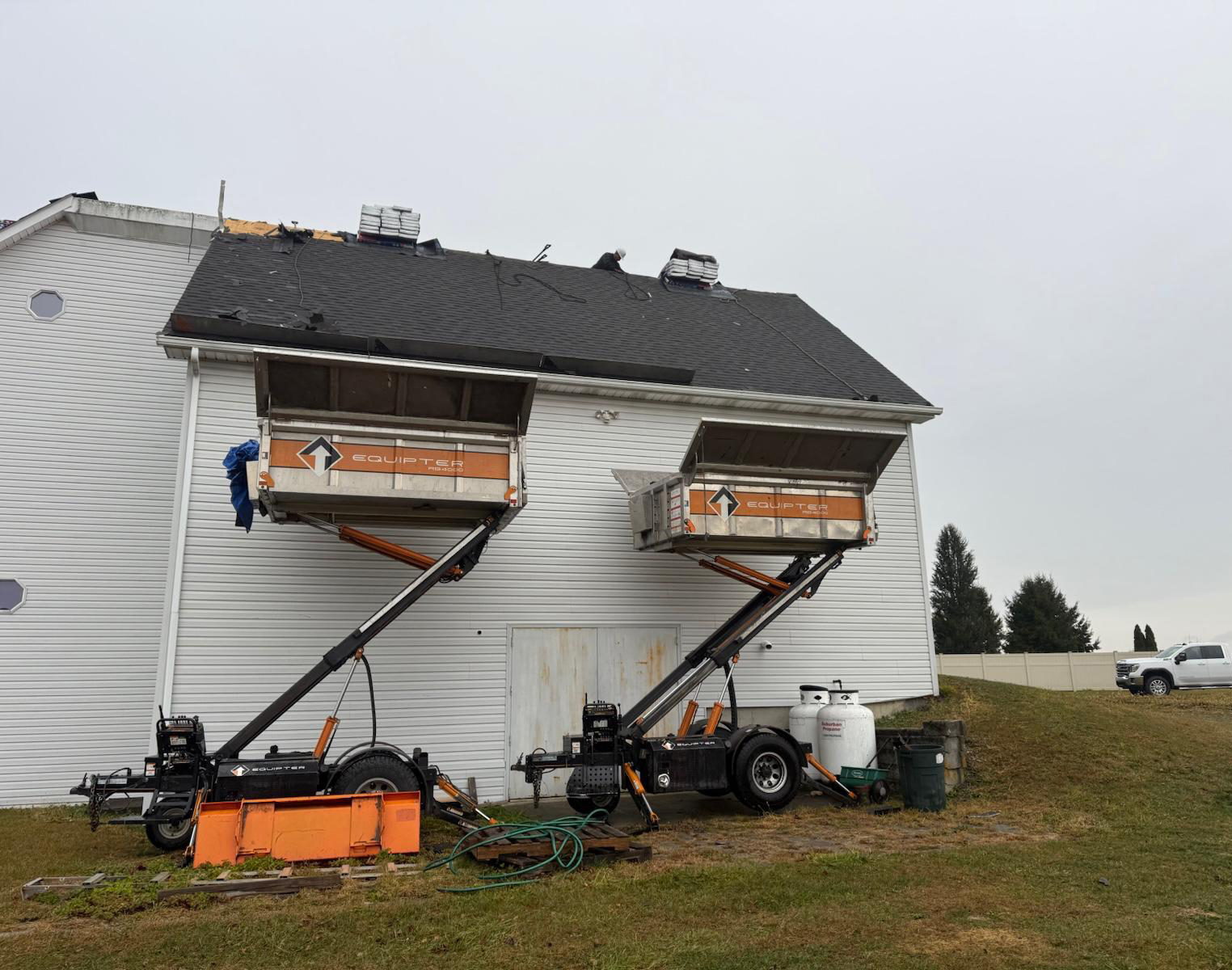 Roofing work in progress